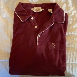 Men’s polo Munsingwear penguin. Burgundy. Gently used.